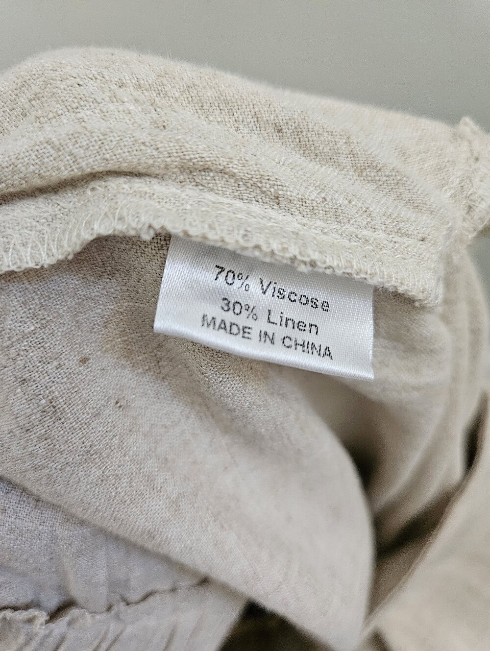 Wide Leg Linen-Blend Pants in Natural Cream - Picture 6 of 6